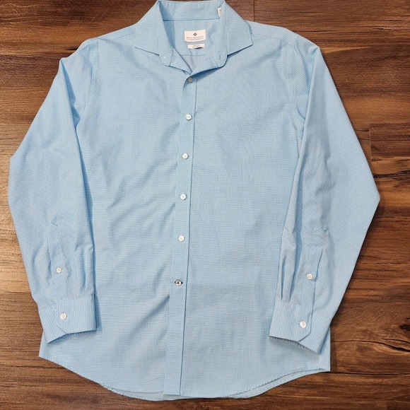 Ryan Seacrest Distinction 16 34/35 Slim Fit Non Iron Long Sleeve Button Check - Picture 3 of 6